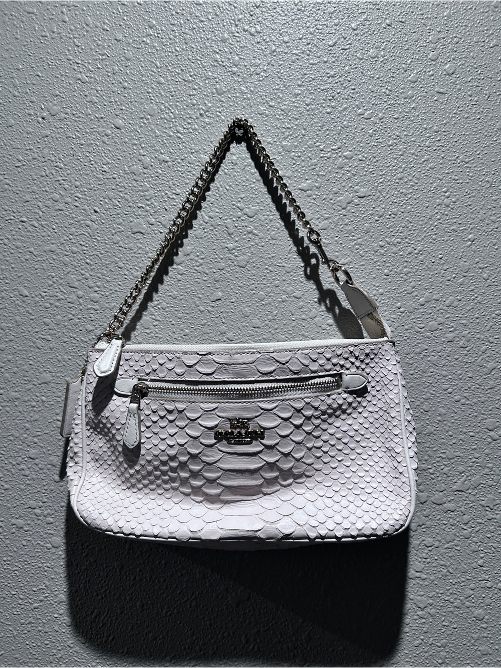 Coach White Python-Embossed Chain Shoulder Bag Nolita 24